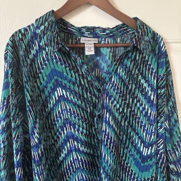 Catherines Womens Colorful Top Size 3X 26/28W Abstract Office Bohemian Southwest - Picture 3 of 9